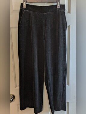 Rachel Zoe Black Velvet High waisted Wide-Leg Cropped Pants